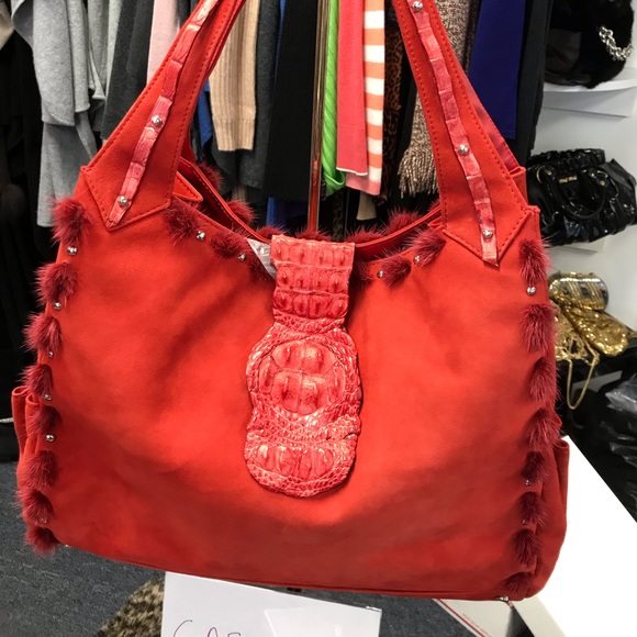 Emma G.G. Firenze new red mink leather purse. - Picture 1 of 8